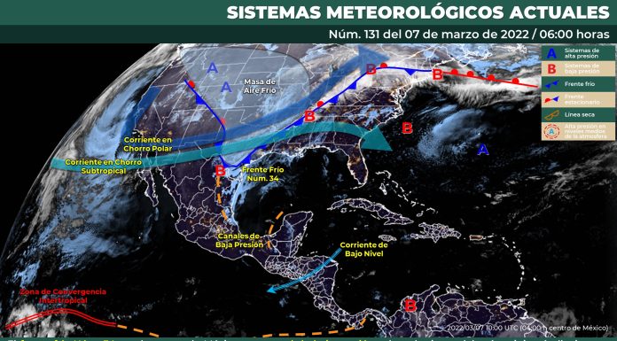 Cielo parcialmente nublado por la mañana. Medio nublado a nublado por la tarde, con probabilidad de lluvias aisladas en Guanajuato.