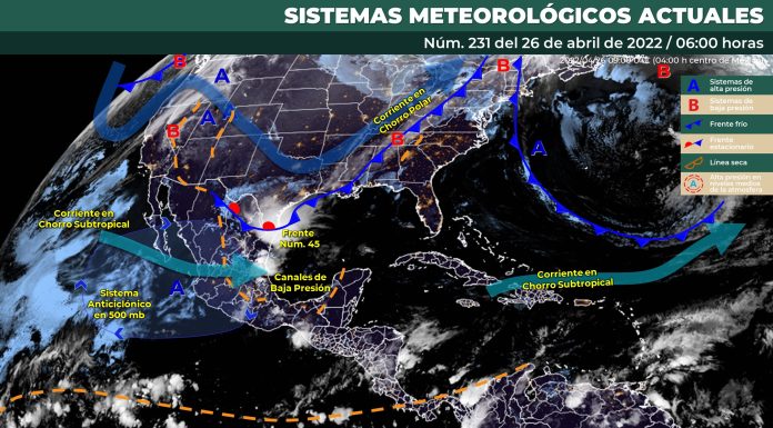 Cielo parcialmente nublado en la mañana y nublado por la tarde, con lluvias puntuales fuertes en Guanajuato