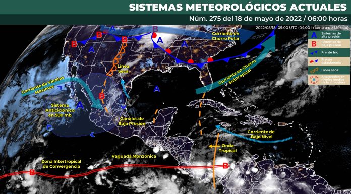 Cielo con nubes dispersas por la mañana y medio nublado por la tarde con probabilidad de chubascos en Guanajuato