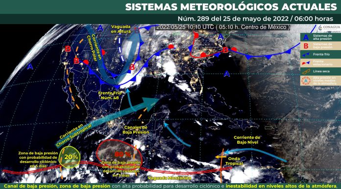 Cielo medio nublado durante mañana y nublado por tarde con lluvias aisladas para Guanajuato