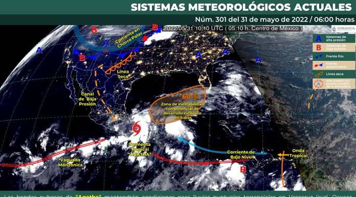 Cielo nublado la mayor parte del día y chubascos para Guanajuato