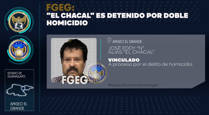 Detiene Fiscalía de Guanajuato al “Chacal”, responsable de doble homicidio