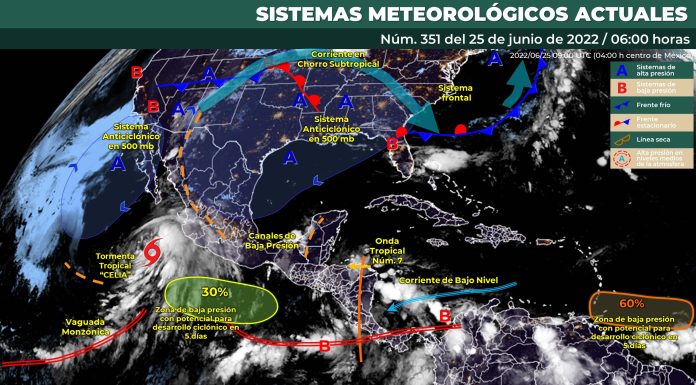 Cielo medio nublado a nublado con lluvias puntuales fuertes acompañadas de descargas eléctricas en Guanajuato