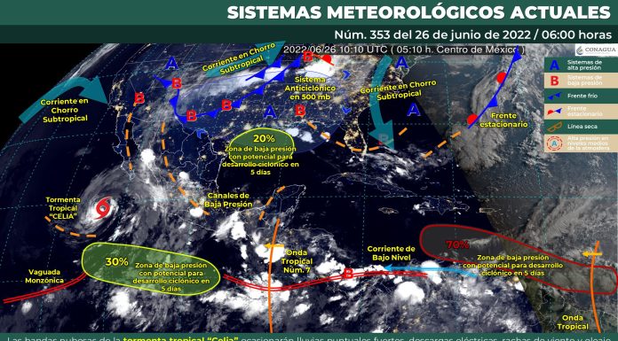 Cielo medio nublado a nublado con lluvias puntuales fuertes en Morelos y chubascos en Guanajuato