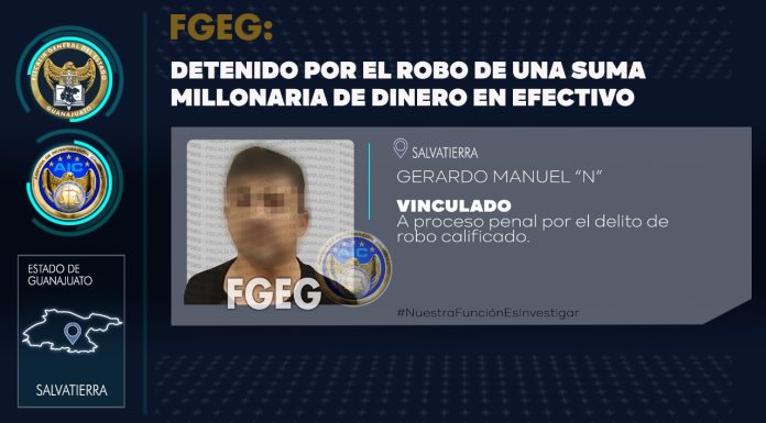 Fiscalía detiene a guardia de seguridad que robó 4 millones de pesos