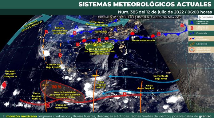 Lluvias aisladas y rachas de viento de 50 a 60 km/h el pronóstico para este 12 de julio
