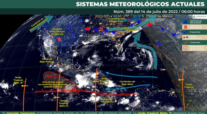 Cielo nublado con intervalos de chubascos en Guanajuato