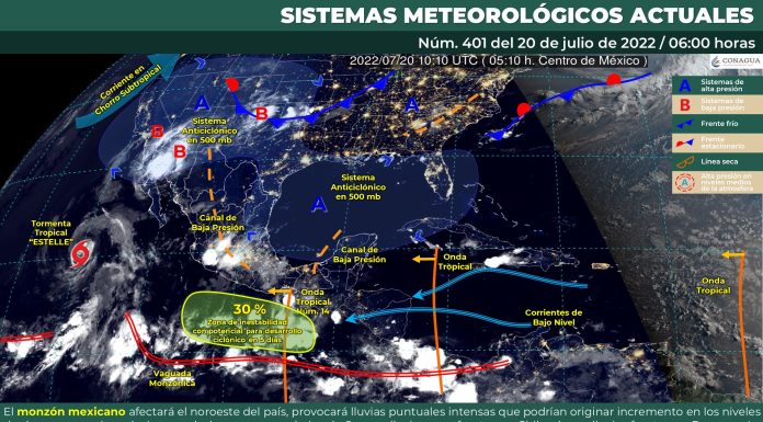 Por la tarde, cielo nublado con chubascos en Guanajuato