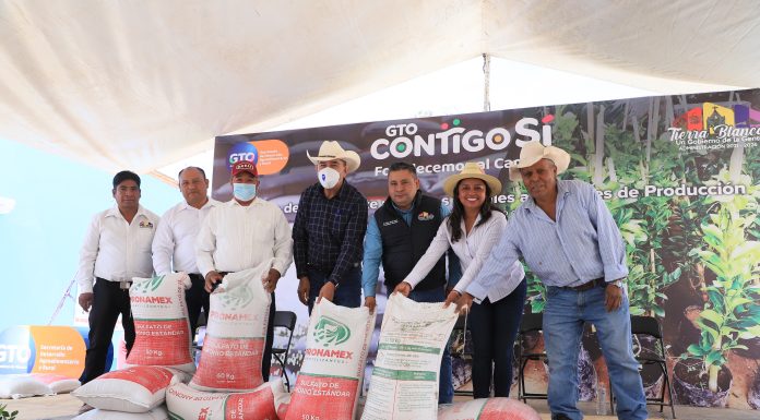 Fortalece @SDAyR_GTO al campo de Tierra Blanca con fertilizante, frutales y bordos