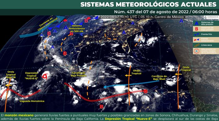 Cielo medio nublado a nublado con chubascos para Guanajuato