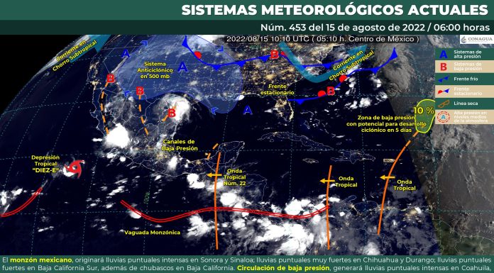 Cielo medio nublado a nublado con lluvias puntuales intensas en Guanajuato