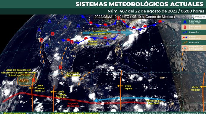 Lluvias con intervalos de chubascos en Guanajuato para este 22 de agosto