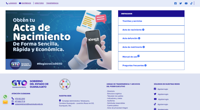 Abren Kiosco Digital GTO para tramitar en línea actas de nacimiento, matrimonio y defunción