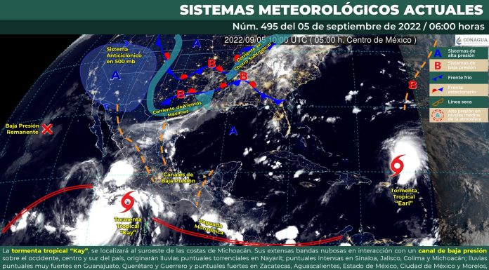 Lluvias puntuales muy fuertes en Guanajuato, pronóstico para lunes 5 de septiembre
