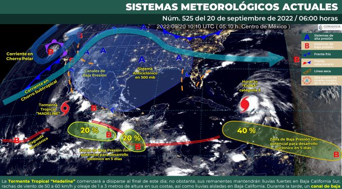 Cielo medio nublado a nublado con lluvias puntuales fuertes en Guanajuato