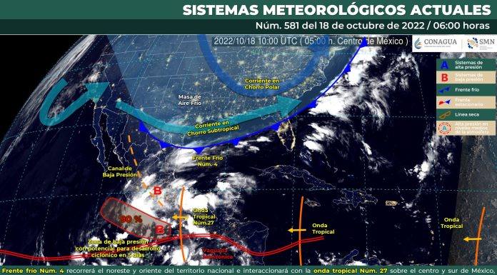 Cielo medio nublado a nublado, con probabilidad de lluvias fuertes en Guanajuato