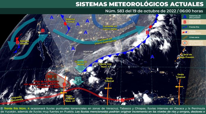 Cielo medio nublado a nublado con bancos de niebla y neblina, sin lluvia para Guanajuato