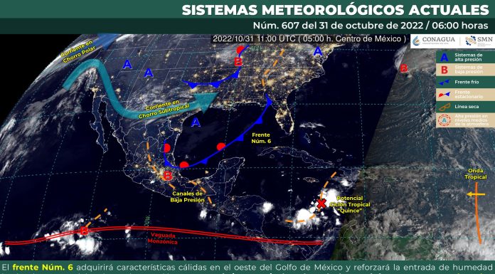 Cielo medio nublado a nublado, con probabilidad de lluvias aisladas para Guanajuato