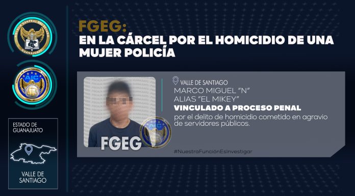 Detiene Fiscalía a hombre por asesinar a mujer policía en Valle de Santiago