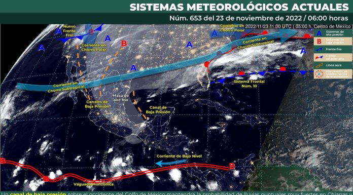 Cielo nublado la mayor parte del día. Posible lluvias aisladas por la tarde en Guanajuato