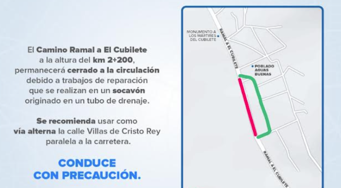 Por reparaciones tramo del Ramal a El Cubilete permanecerá cerrado