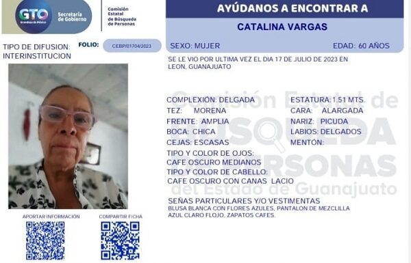 Aparece con vida Catalina Vargas, madre buscadora en León