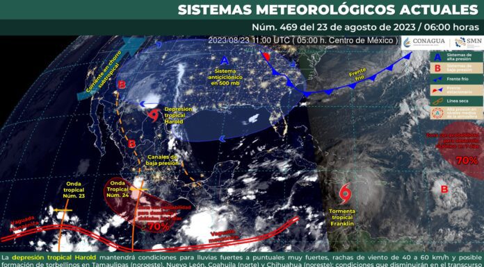 Se pronostican chubascos para este miércoles 23 de agosto
