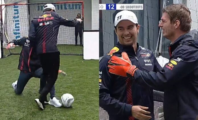 VIDEO: Checo Pérez "deja en ridículo" a Max Verstappen en partido de cara al GP de México