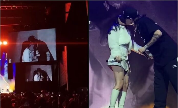 Peso Pluma y Nicki Nicole se besan en concierto ¿se acaban las dudas sobre un romance?