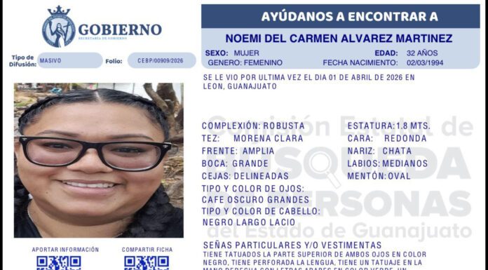 Continúan en búsqueda de Noemí Álvarez
